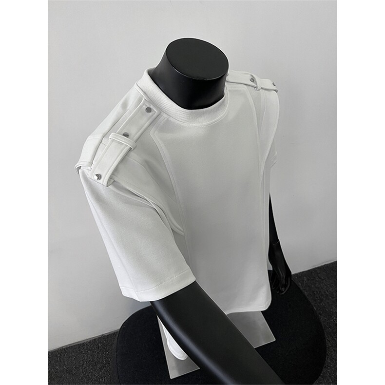 XZ514-2-T4-P48夏季短袖t恤男美式高街金属垫肩正肩潮牌半袖,男装T恤,星座514-2(原B239)