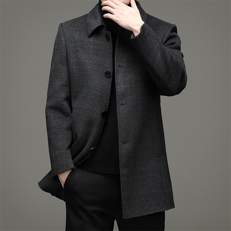 羊毛呢外套男秋冬季翻领妮子风衣羽绒内胆可脱卸大衣ZG2807-P315，男装毛呢大衣，电商B212（原钱塘6029）
