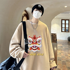 控38简约帅气百搭长袖t恤男大码卫衣T4185-P25加绒款-P35，男装卫衣，电商A040