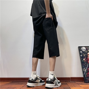 D2053-p45-控68  现货风宽松cleanfit牛仔裤七分裤黑暗图片