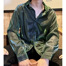 新潮的液态金属多变的闪亮设计衬衫潇洒时尚的男女衬衫C008，男装衬衫，星座1116A（原606A-3）