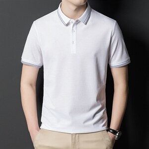 夏季新款男士翻领短袖t恤中年有领男装上衣服休闲POLO衫图片