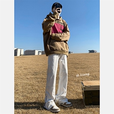 高街牛仔裤黑白色拉链款微喇叭裤715-6-BX08P65（控88），男装牛仔裤，星座715-6