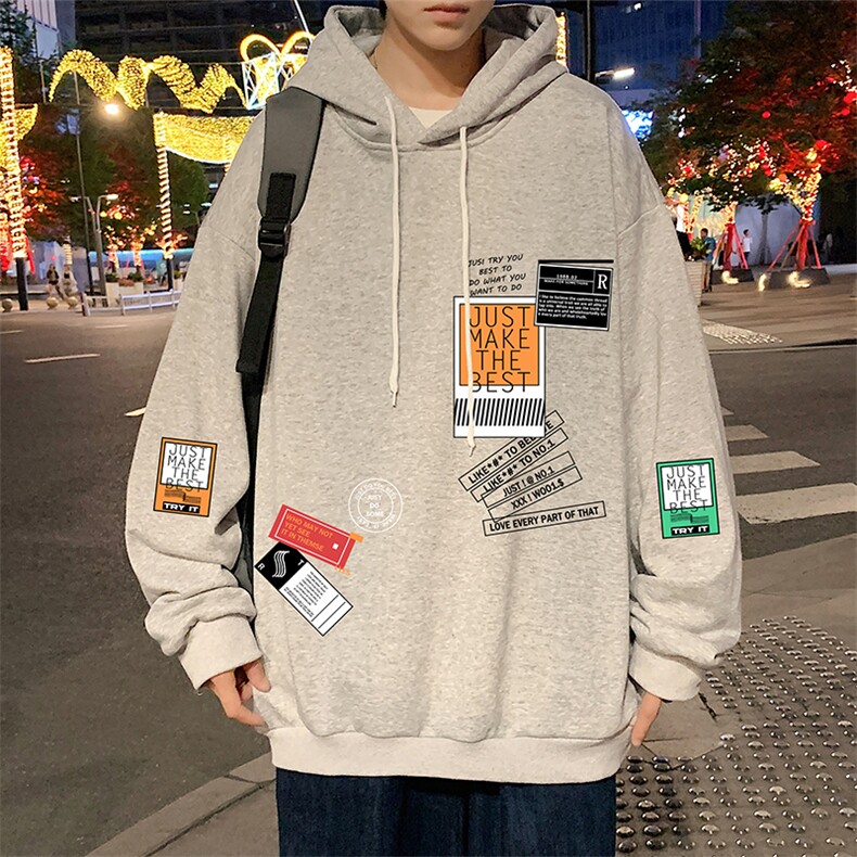 WY2121-P35加绒款-P40纯棉连帽卫衣男大码运动帽衫宽松薄外套男,男装卫衣,电商A040