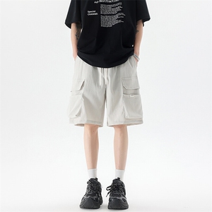 8XL-M 特大码冰丝短裤男五分裤褶皱休闲裤工装中裤DK1504P45控68图片