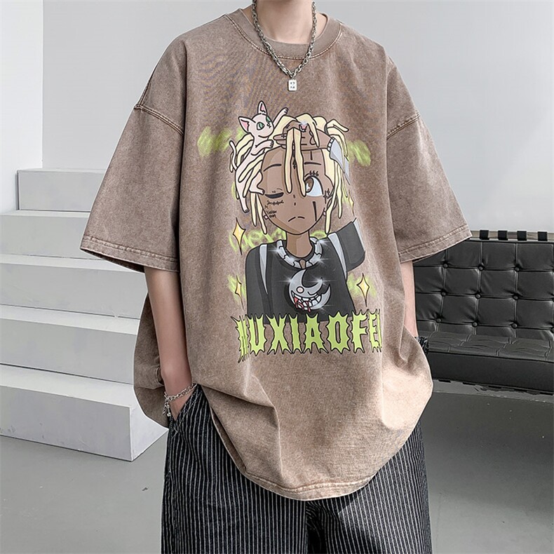 抖音供货、10万件现货230克水洗宽松短袖T恤 D223A-ST2343-P35图片