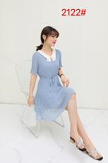 蝴蝶领系腰显瘦压驺连衣裙，女装连衣裙，罗兰春天