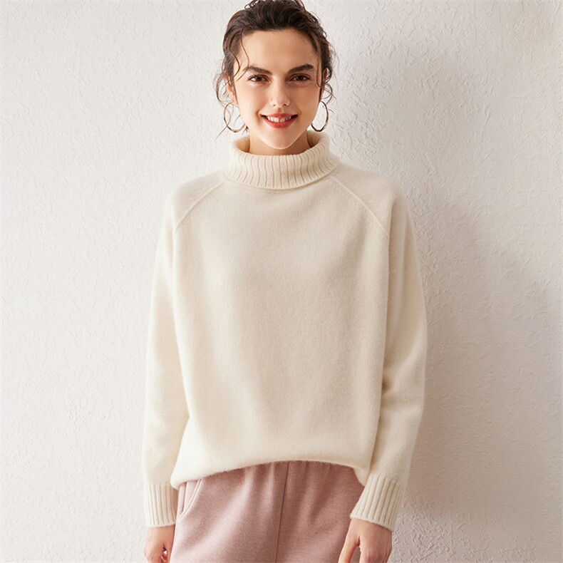 2025春秋新款羊绒衫女100山羊绒纯色加厚针织衫套头内搭保暖上衣，女装羊绒衫，戎叶云台