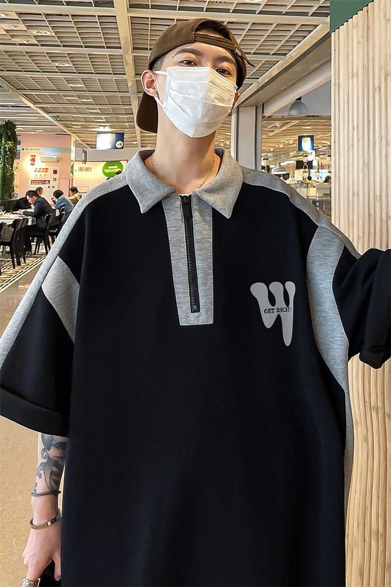 时尚美式撞色翻领透气polo短袖男D6237P45控68,男装T恤,电商A268A