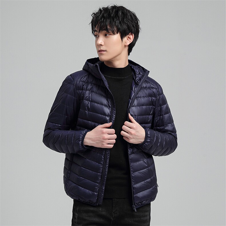 中青年90绒轻薄连帽羽绒服外套男秋冬休闲羽绒轻便外套,男装羽绒服,钱塘723