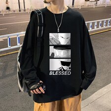 CX14-P25大码长袖t恤男春季新款打底衫男港风圆领卫衣男，男装T恤，电商B367