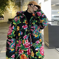 MY206东北大花连帽加厚保暖防寒棉衣外套风特色棉服情侣花衣，男装棉衣，星座115A(原星座507）