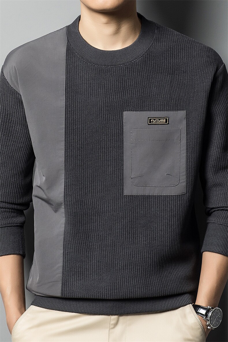 男士卫衣2024年新款春秋圆领无帽宽松男冬季潮牌时尚休闲打底上衣,男装T恤,电商B212（原钱塘6029）