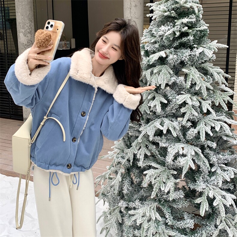 数据好主推蓝色加厚兔毛内胆工装派克服2C2369008P215K318,女装派克服,2C236