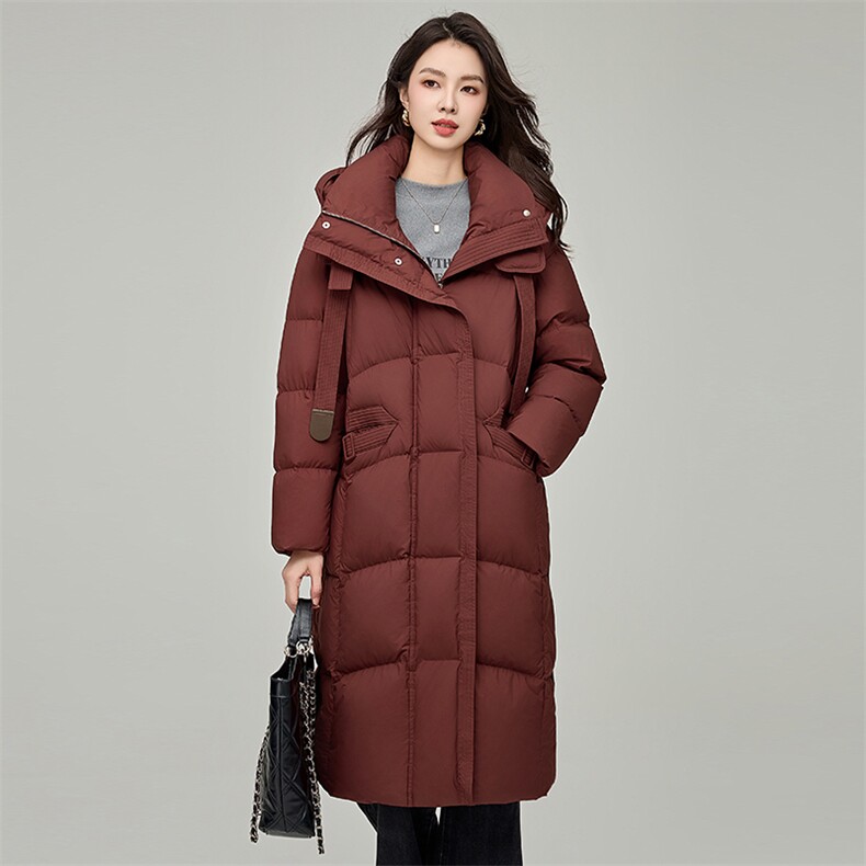 羽绒服女冬季2024新款长款时尚通勤百搭保暖鸭绒舒适外套，女装羽绒服，阿舍尔精品