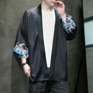 抖音直播风夏季七分袖冰丝防晒服男披风半袖开衫A203-999P40图片