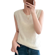针织马甲女羊绒宽松慵懒无袖毛衣坎肩背心，女装马甲，仟禧羊绒