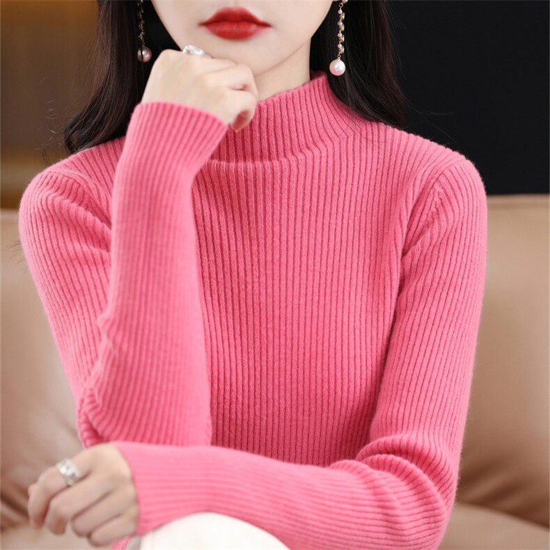 不起球配大衣的高领毛衣女2024冬季修身加厚内搭羊毛衫针织打底衫,针织衫/毛衣,暖姿羊绒