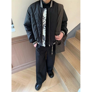 褶皱肌理双面穿棒球服男款春秋季复古宽松休闲夹克外套 MY310图片