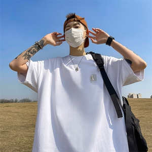 cleanfit黑色重磅纯棉短袖t恤男内搭美式高街痞帅正肩半袖打底衫图片