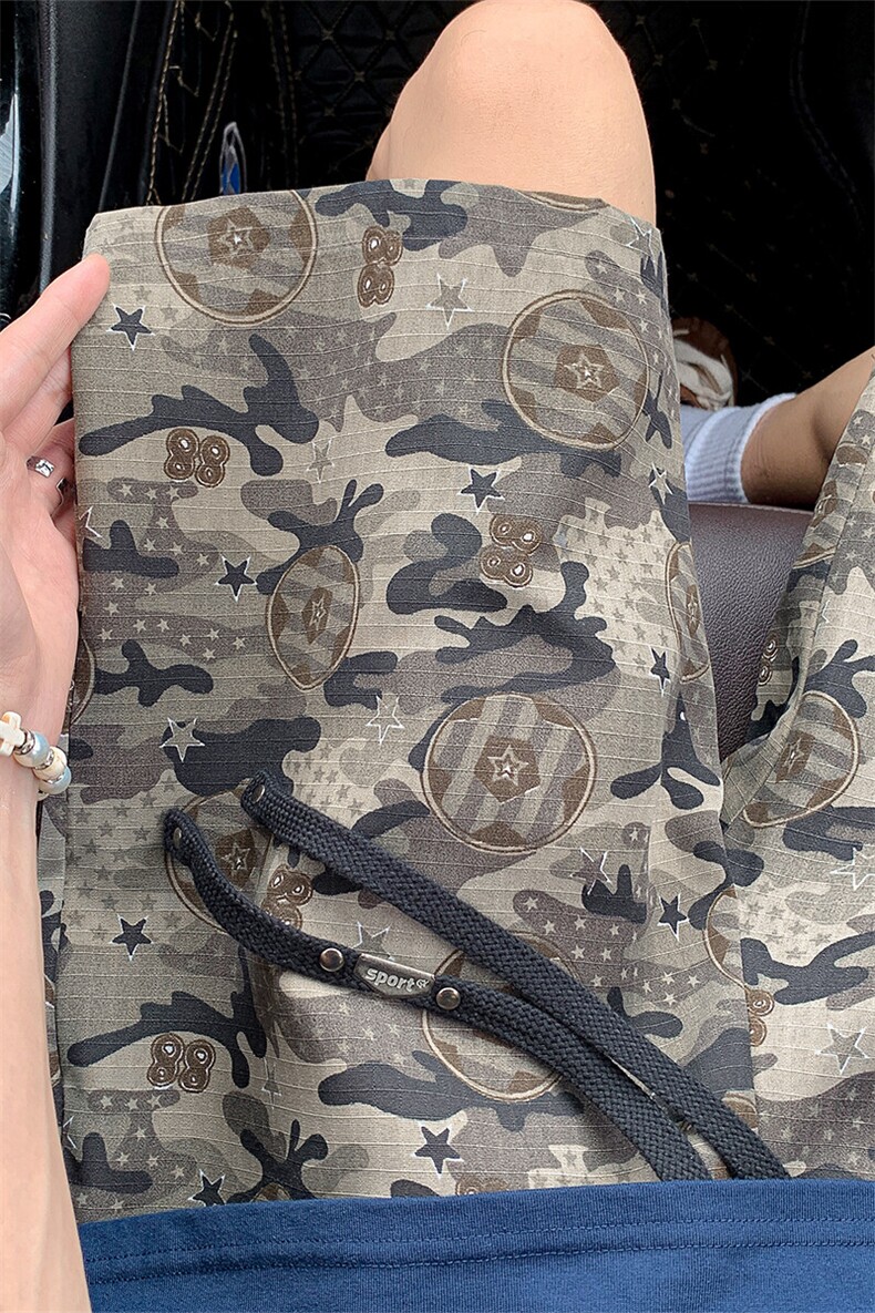 老钱风复古短裤5X2063-TP2849夏季迷彩工装速干阔腿运动裤男,男装牛仔裤,电商A102