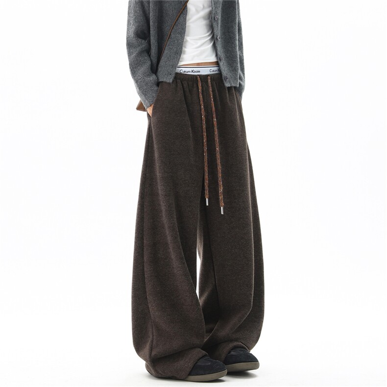 【现货】XZ612-K346-特P59秋冬毛呢加绒保暖休闲裤垂坠感阔腿裤,男装棉衣,星座612