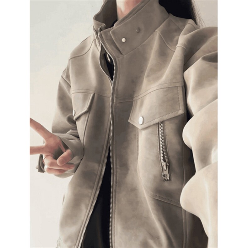 皮衣外套女短款小个子春秋港风复古机车小皮衣夹克上衣JW122，男装夹克，星座1116A（原606A-3）