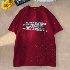 量大优供抖音视频支持得物配合二开美式满天星亮片短袖T恤MTX393，男装T恤，电商A486