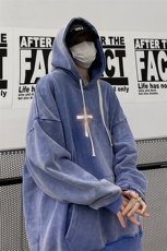 男装做旧加厚连帽卫衣23冬发光十字架印花外套XZ514-2-6679-P78，女装短外套，星座514-2(原B239)