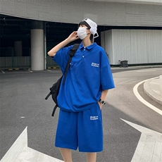 夏季日系五分袖POLO衫潮流休闲套装男ins新款慵懒五分裤文艺流行，男装Polo衫，星座1013