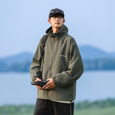 SJ-217-2-JK24172-P65秋季连帽宽松情侣夹克男防水冲锋衣山系外套，男装夹克，星座217-2