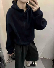 2025年秋季时尚百搭通勤简约休闲拼接半拉链卫衣，女装卫衣/绒衫，湘姗