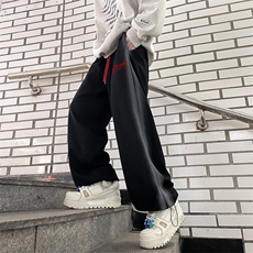 美式复古高街喷白运动休闲裤卫裤男女宽松直筒跳舞裤子，男装休闲裤，星座410-7