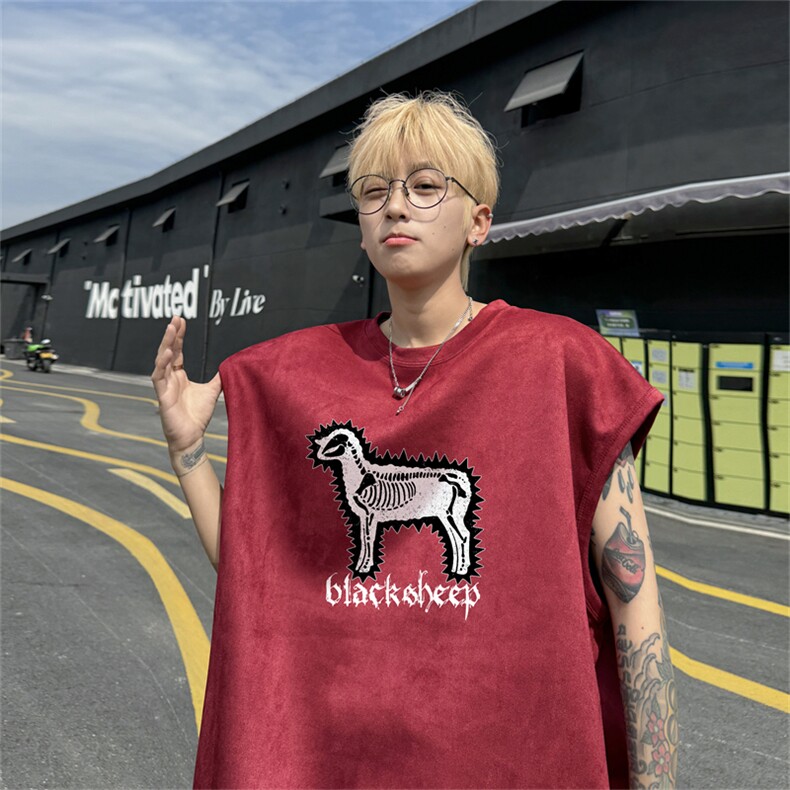 麂皮绒背心坎肩男T恤美式港风潮JB450-特P19控38,男装背心/马甲,电商B370