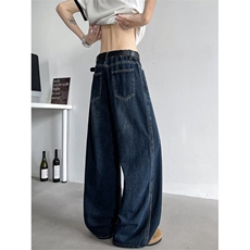 春秋新款高腰弯刀工装牛仔裤宽松显瘦直筒阔腿裤8892P45，男装牛仔裤，星座410-2