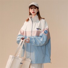 中性风秋季百搭宽松拼色立领夹克情侣外套女JK6841P65控78，男装夹克，电商A268