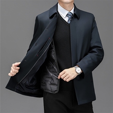 秋冬翻领羽绒服男保暖白鸭绒爸爸轻薄中山装休闲商务中老年外套，男装羽绒服，钱塘6003（原4033）