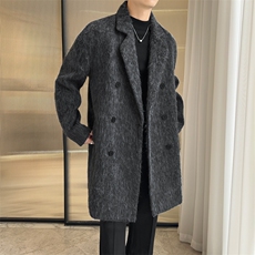 现货毛呢大衣双排扣羊毛呢子风衣长款西装外套男JK02566-P115，男装西服套装，星座308B-2