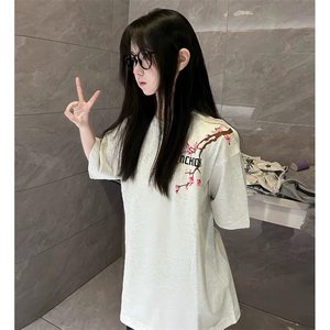 万针全刺绣工艺抖音得物高品质260克重磅纯棉双纱美式高街短袖T恤图片