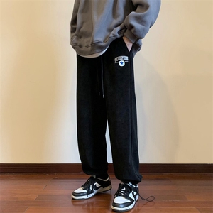 秋冬高克重欧棉绒抽绳休闲裤长裤地板景M~5XL XZ604-KG48-P55控68图片