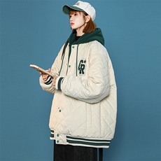 冬款中性风毛巾绣棉服假两件连帽时尚外套男士8135-P140控价178，男装棉衣，电商A441-1