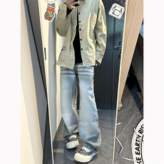 B221美式ins高街暗黑重工艺宽松直筒牛仔裤LK23125-P65控88，男装牛仔裤，电商B221