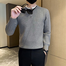 冬季店主风社会小伙痞帅立领假二件针织打底衫毛衣301A-1/M99/P58，男装T恤，星座301A-1