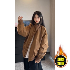 现货冬季美拉德立领飞行夹克廓形高街棒球服加棉加厚棉衣外套，男装夹克，电商A443
