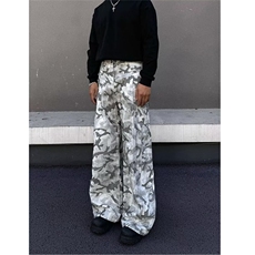 8063-P58美式复古迷彩口袋工装裤女2025春夏新款宽松微喇，男装工装外套，电商B323A