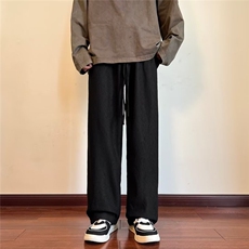 美式白色裤子男春秋垂坠感宽松休闲裤裤高街直筒运动裤JQ902-P33，男装休闲裤，星座1008