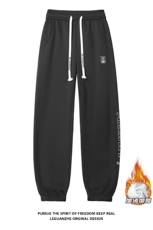 2024冬季新款白底大码束脚刺绣加绒卫裤M-5XHK24860-P50，男装休闲裤，电商A022