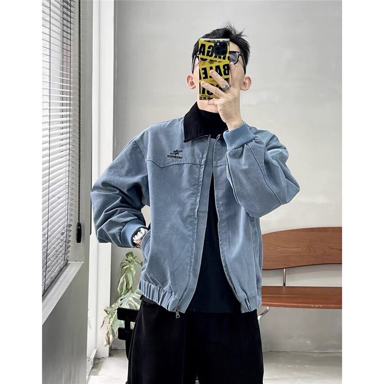 美式2025春秋冬季慵懒帆布夹克外套男女潮流宽松复古潮牌工装上衣，男装夹克，星座506A