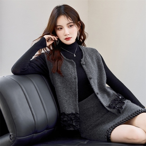 重工现货！秋季新款轻奢气质圆领重工拼接花边款时尚三件套裙女图片