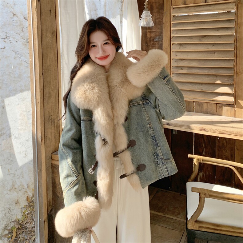 环保毛90绒牛仔派克服2C170--1191--P295控448,女装羽绒服,2C170